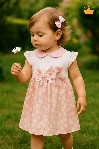 Babydola Rochie de fetiță cu modele florale de sărbătoare - 15223