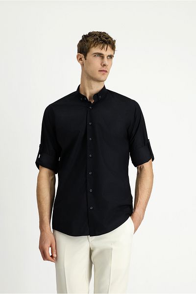 Kiğılı Long Sleeve Regular Fit Button Collar Cotton Shirt