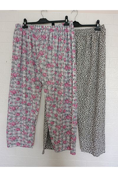 anne moda ankara Oversize, Full Summer, 100% Cotton, Pack of 2, Long, Pajama Bottom