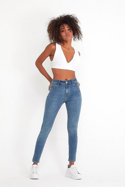 VENA Gabriella Dirty Dark Blue Skinny Jean Παντελόνι(TENCEL)(TM) - ΣΚΟΥΡΟ ΜΠΛΕ