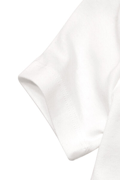 Cottonland Women's Delfina V-Neck 1X1 Flexible Rib Short Sleeve Cotton Combed T-Shirt Ecru