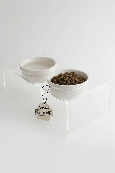 Tasarım Gezegeni Cat and Dog Decorative Ceramic Plexiglass Food and Water Bowl