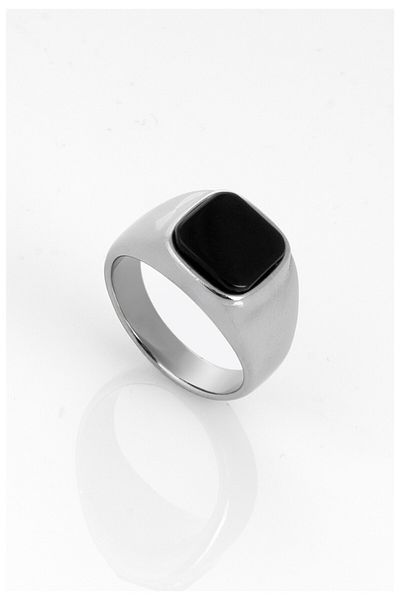 UKHWD SUPPLY Black Stone Square Men's Ring