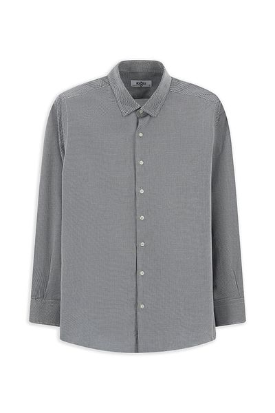 Kiğılı Long Sleeve Regular Fit Patterned Cotton Button Collar Oxford Shirt