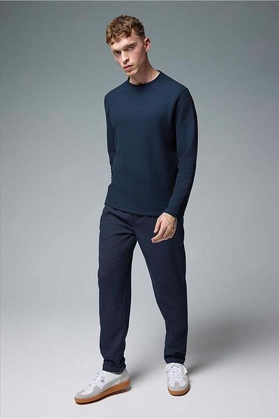 VENA Ανδρικό πλισέ Navy Blue Smart παντελόνι