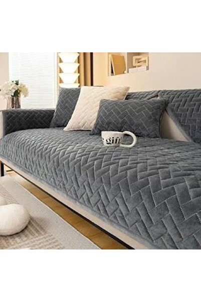 DECORA CASA HOME COLLECTİON 4lü kadife kapitone Desenli koltuk Örtü seti(1Ad Oturma Yeri için)2Ad Yaslanma+1 Ad kırlent hediye