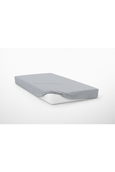 Leruum London Gray Elastic Sheet Set with Striped Pattern and 2 Pillowcases as a Gift, 35 cm Depth 160X200