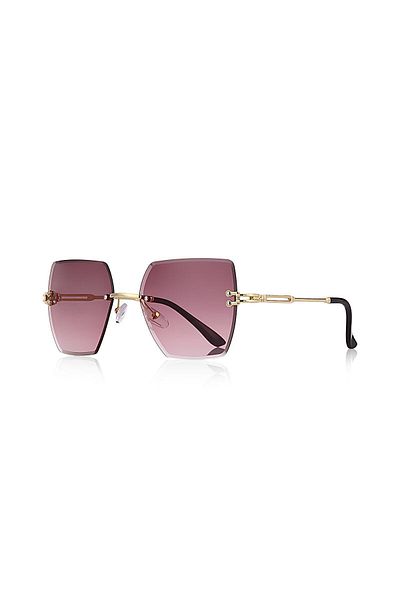 Kinary Women's Crystal Model Multi-Colored Metal Sunglasses Dusty Rose No:4