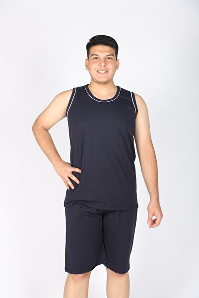 Lio20 Set tricou și pantaloni scurți fără mâneci din bumbac pieptănat 100% bumbac pentru bărbați – Vară-Sport-Comoditate acasă-Casual-Plajă-Marin