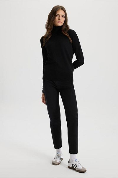 VENA Women's Norah Black Elastic Waist Gabardine Trousers - 11802g-028
