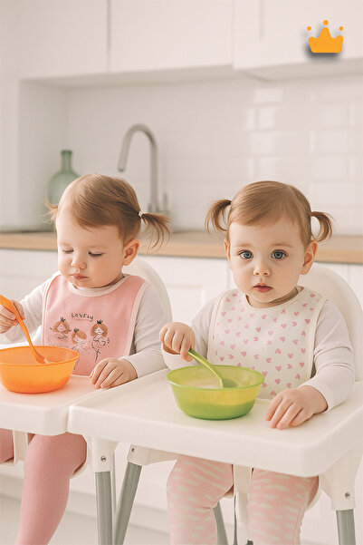 Babyhola Ballerina-heart Pattern Liquid-Proof 2-Piece Bib 11229