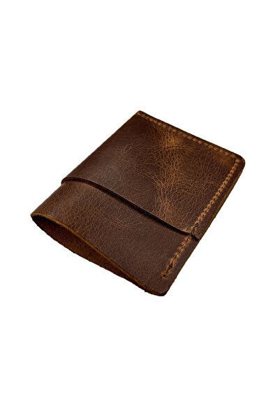 natderi Genuine Leather Vertical Card Holder Tan