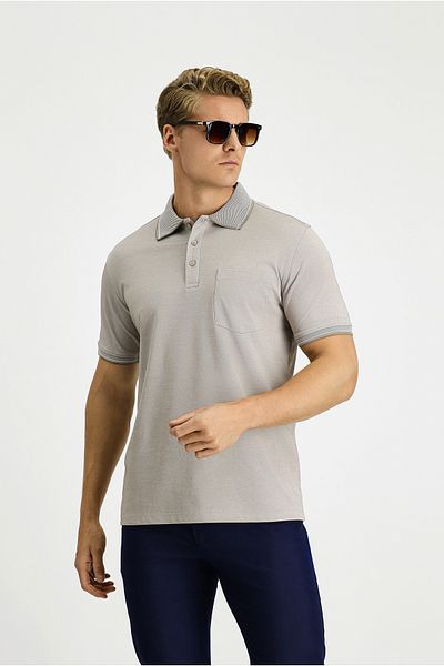 Kiğılı Polo Neck Regular Fit Cotton T-Shirt
