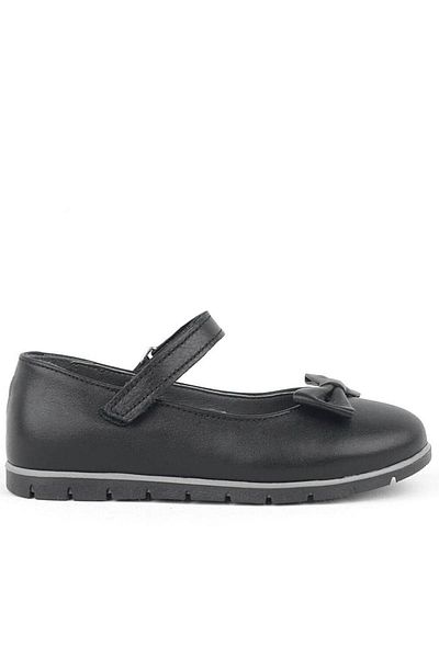Rakerplus Genuine Leather Black Girls' Ballerinas