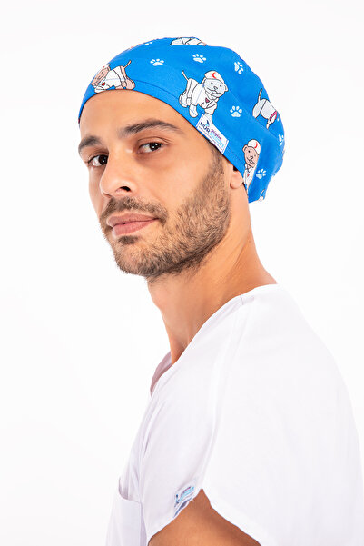 Nur Ortopedi Unisex Mavi Köpekler Desenli Doktor Hemşire Aşçı Veteriner Cerra...