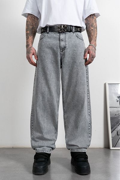 UKHWD SUPPLY Gray Urban Men's Baggy Jean Pants Uk1082Grk