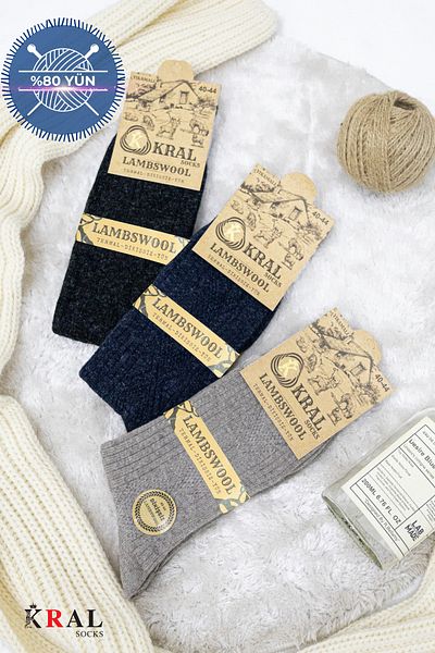 Kral Lambswool Мъжки чорапи Lambswoll (3 бр.) Thermal Thick Long Socks