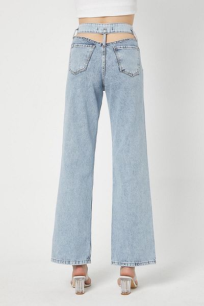 XRAY JEANS Pantaloni de damă decoltați, largi, albastru gheață, blugi Palazzo