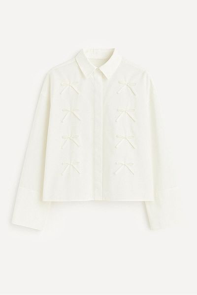 Touché Privé 100% Cotton Bow Oversized Shirt