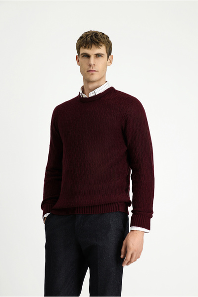 Kiğılı Bisiklet Yaka Regular Fit Desenli Triko Kazak