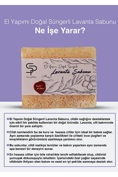Pureandshine Handmade Natural Sponge Lavender Soap