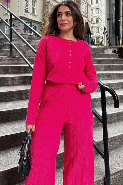 NEW LAVİVA Women's Crew Neck Blouse-Elastic Waist Maya Suit 700-3563