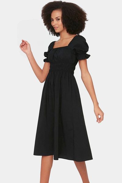 PayBuy Women's Summer Cotton Skater Dress Square Collar Short Sleeve Comfortable Casual and Stylish Quality Craftsmanship