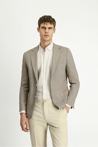 Kiğılı Muscle Fit Linen Blend Striped Sports Jacket