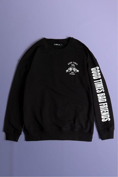 Goldffinch Good Times Bad Friends Oversize Men's Sweatshirt Gf1149sy
