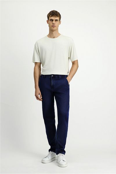 Kiğılı Micro Lycra Knitted Denim Look Chino Trousers