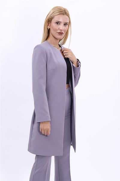 ÖNDER ÖZSOY O-Neck Plain Long Jacket-Anthracite