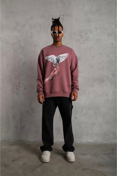 Silerra    Men's Dove Printed Sweatshirt - Dusty Rose