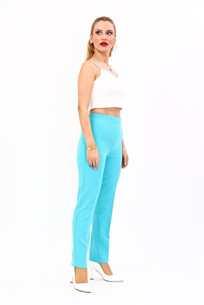 ÖNDER ÖZSOY Elastic Tight-Legged Trousers-Turquoise