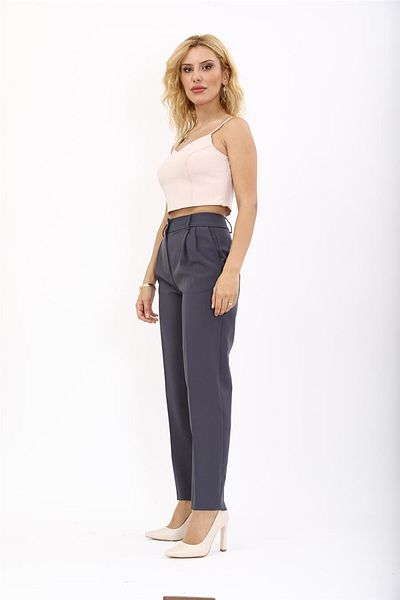 ÖNDER ÖZSOY Pleated Classic Pipe Leg Trousers-Smoked