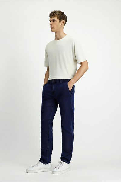Kiğılı Micro Lycra Knitted Denim Look Chino Trousers