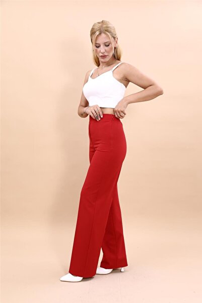 ÖNDER ÖZSOY Bol Paça Pantolon- Kırmızı