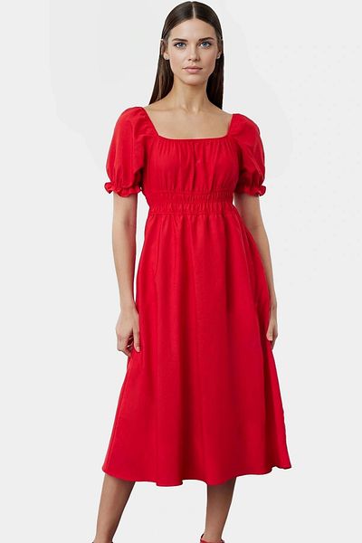 PayBuy Women's Summer Cotton Skater Dress Square Collar Short Sleeve Comfortable Casual and Stylish Quality Craftsmanship