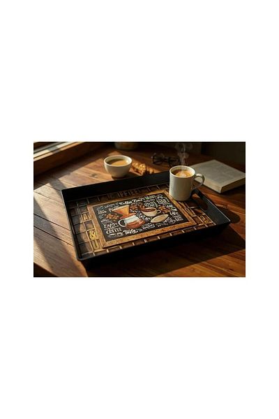 Revello صينية خدمة، لون أسود، صينية متوسطة الحجم، تصميم أنيق، مظهر حديث، مقاس 22 × 29 سم من الساعة