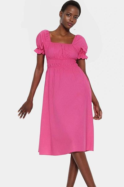 PayBuy Women's Summer Cotton Skater Dress Square Collar Short Sleeve Comfortable Casual and Stylish Quality Craftsmanship