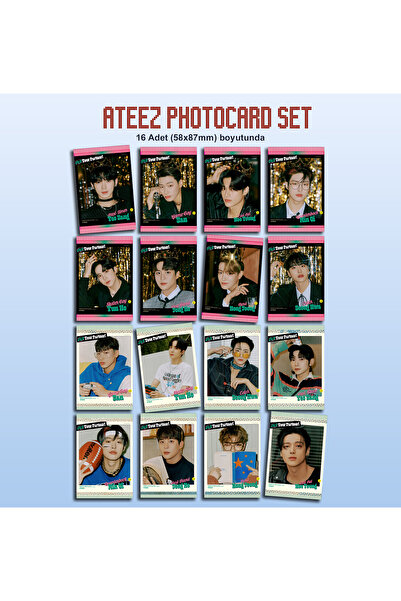 Güneş Kırtasiye Ateez 16 Adet Fotokart Set 300gr Parlak Kuşe Kağıdına Basılmı...