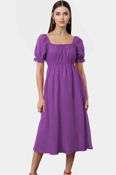 PayBuy Women's Summer Cotton Skater Dress Square Collar Short Sleeve Comfortable Casual and Stylish Quality Craftsmanship