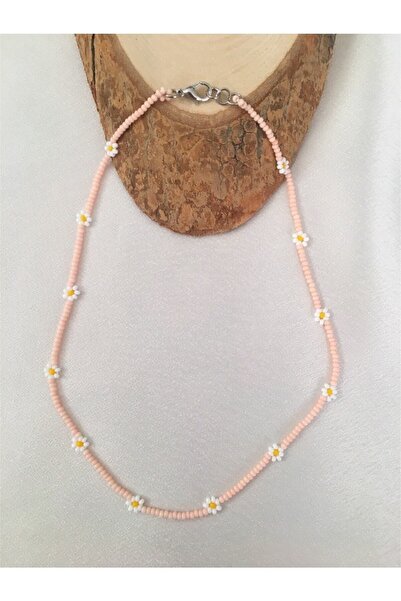Handmade Minimal Boncuk Papatya Kolye