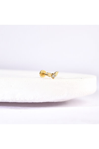 Akar Jewellery 14 Ayar Altın Pırlanta Oval Minimal Tragus Piercing