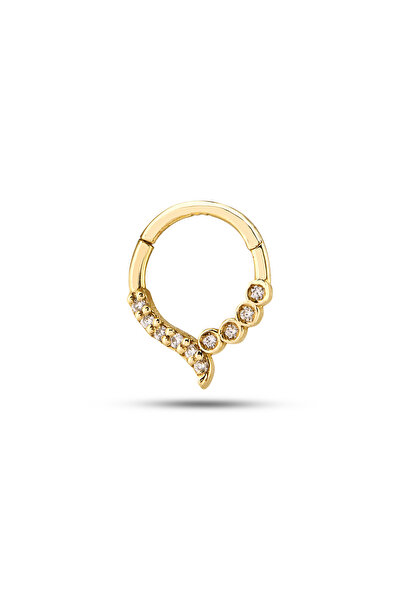 Akar Jewellery 14 Ayar Altın Pırlanta Minimal Halka Piercing