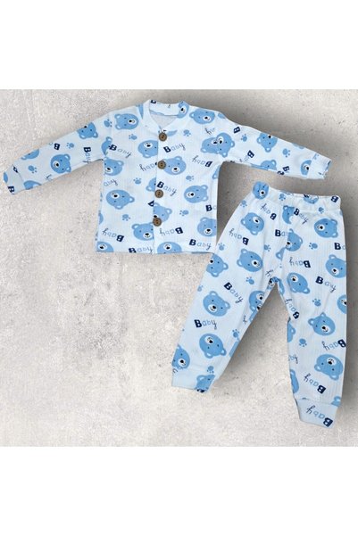Tosyalı Burak Bebe Çocuk Pamuklu Penye Pijama Takımı 1/4 YAŞ