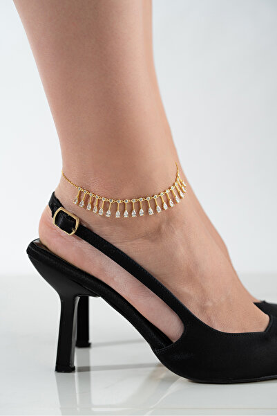 Silvano Jewelry 925 Ayar Gümüş Sallanan Damla Taşlı Halhal