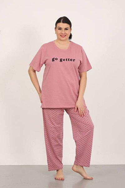 dealp Women's Oversized 100% Cotton Plus Size Short Sleeve Summer Pajama Set with Pockets