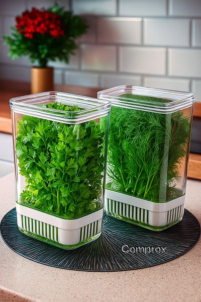 Comprox Greenery Storage Container Set of 2 – 2900 ml |   Vegetable Storage & Refrigerator Freshener Box