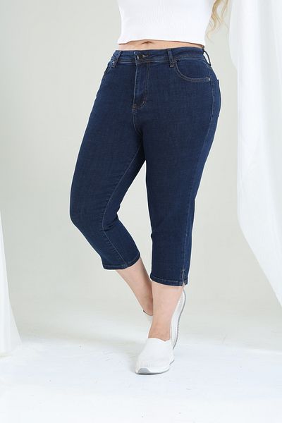 Era Lisa Blue Lycra Large Size Denim Capri