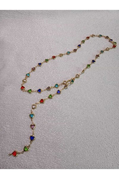 MODA MANANI Colored Stone Heart Y Necklace – Y Model